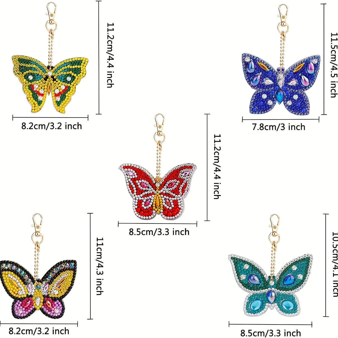 DIY Butterfly Rhinestone Key Chain Diamond Painting Pendant