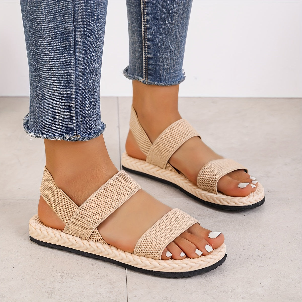 Women's Flat Slip On Sandals Open Toe Anti-Skid Casual Beach Sandals