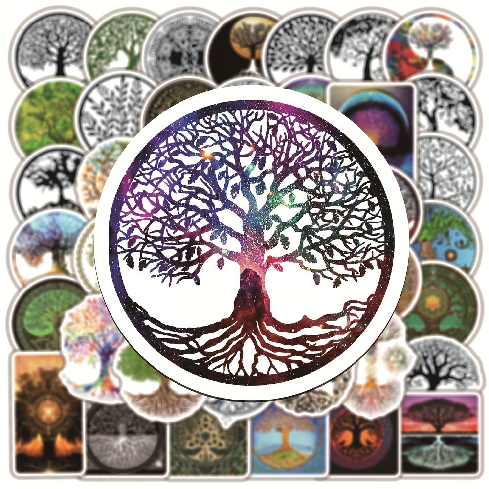 50Pcs Life Tree Doodle Sticker Waterproof Decorative DIY Creative Toys