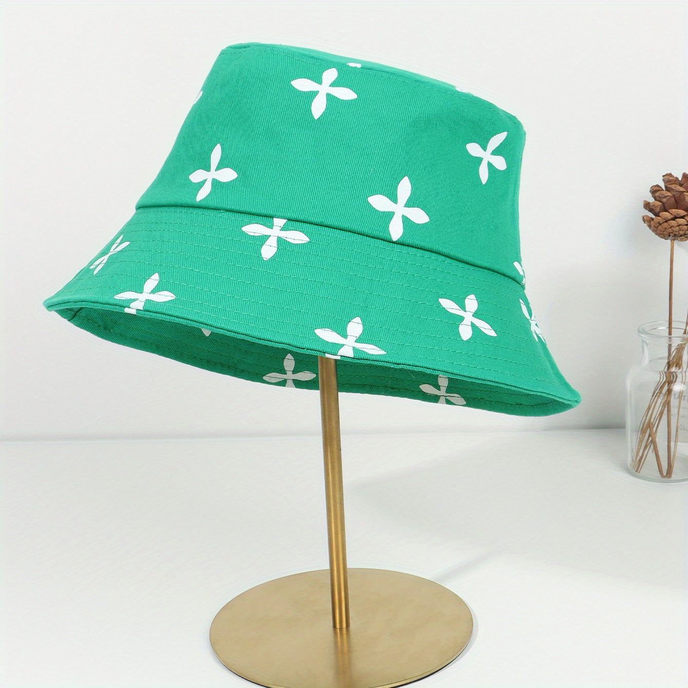 Floral Print Bucket Hat Wide Brim Sun Hat for Women