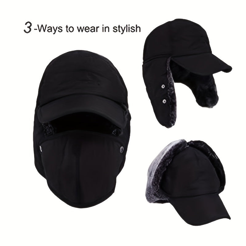 Winter Warm Hat with Mask, Plus Velvet Thickened, Ear Protection