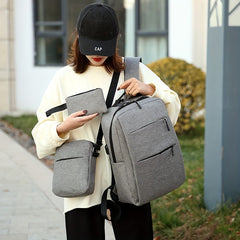 Business Laptop Backpack Canvas Travel Schoolbag with Crossbody Bag