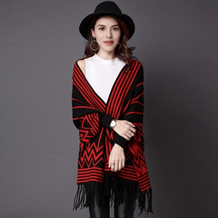 Geometric Striped Tassel Shawl Scarf Classic Vintage Warm Cape Women Coldproof