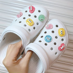10pcs 3D Shoe Charms Eyes Biscuit Sandals Decoration