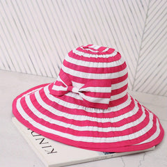 Sun Hat Bow Decor French Style Wide Brim UV Protection Bucket Hats