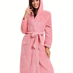 Animal Ear Hooded Fuzzy Lounge Robe Women's Loungewear