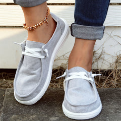 Women's Gray Boat Shoes Slip-On Walking Sneakers