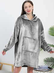 Plush Hooded Night Robe Long Sleeve Lounge Robe Women's Sleepwear