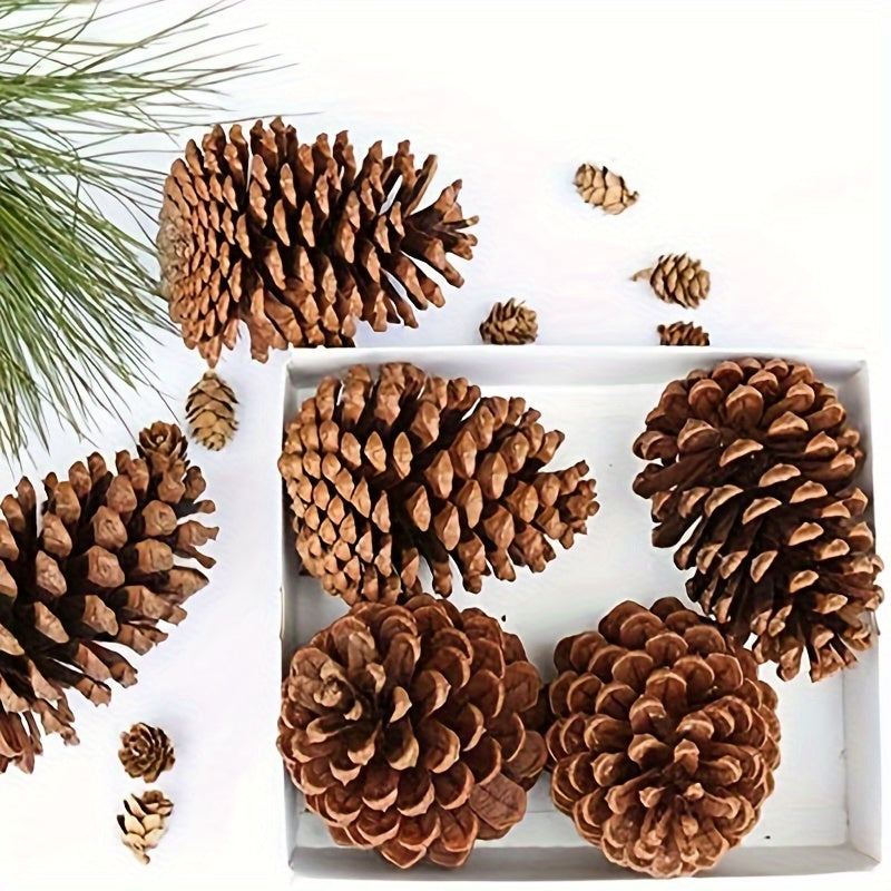 6pcs Christmas Pine Cones Natural Ornaments For Tree Party