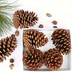 6pcs Christmas Pine Cones Natural Ornaments For Tree Party