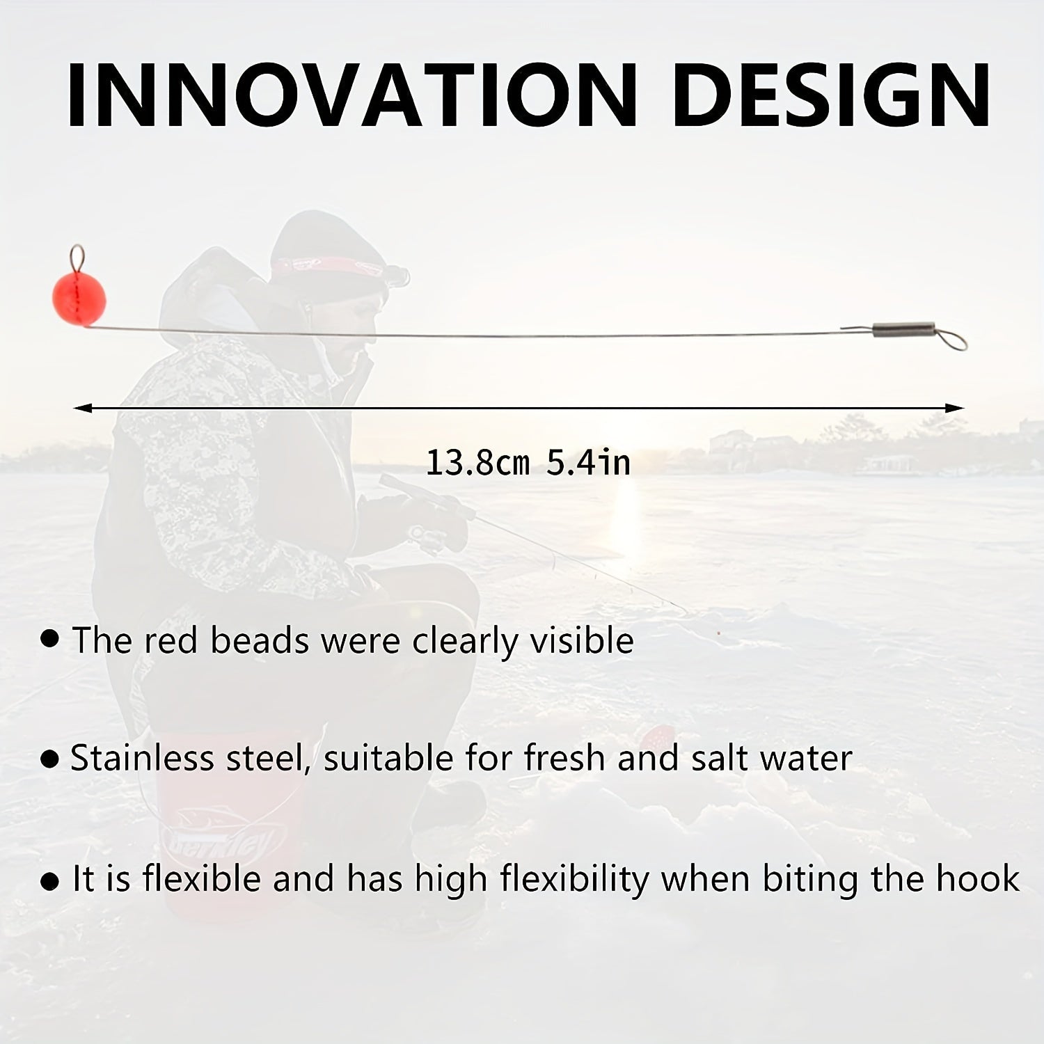 Stainless Steel Fishing Wire Red Bead Ice Fishing Bobber Stops