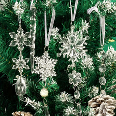 10pcs Christmas Tree Decoration Crystal Ornaments Hanging Acrylic Snowflakes