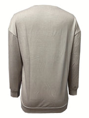 Western Style Print Sweatshirt Crew Neck for Women