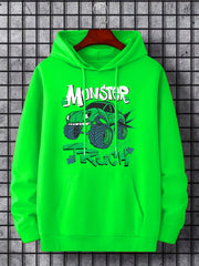 Men's Monster Truck Print Hoodie Casual Drawstring Hooded Sweatshirt