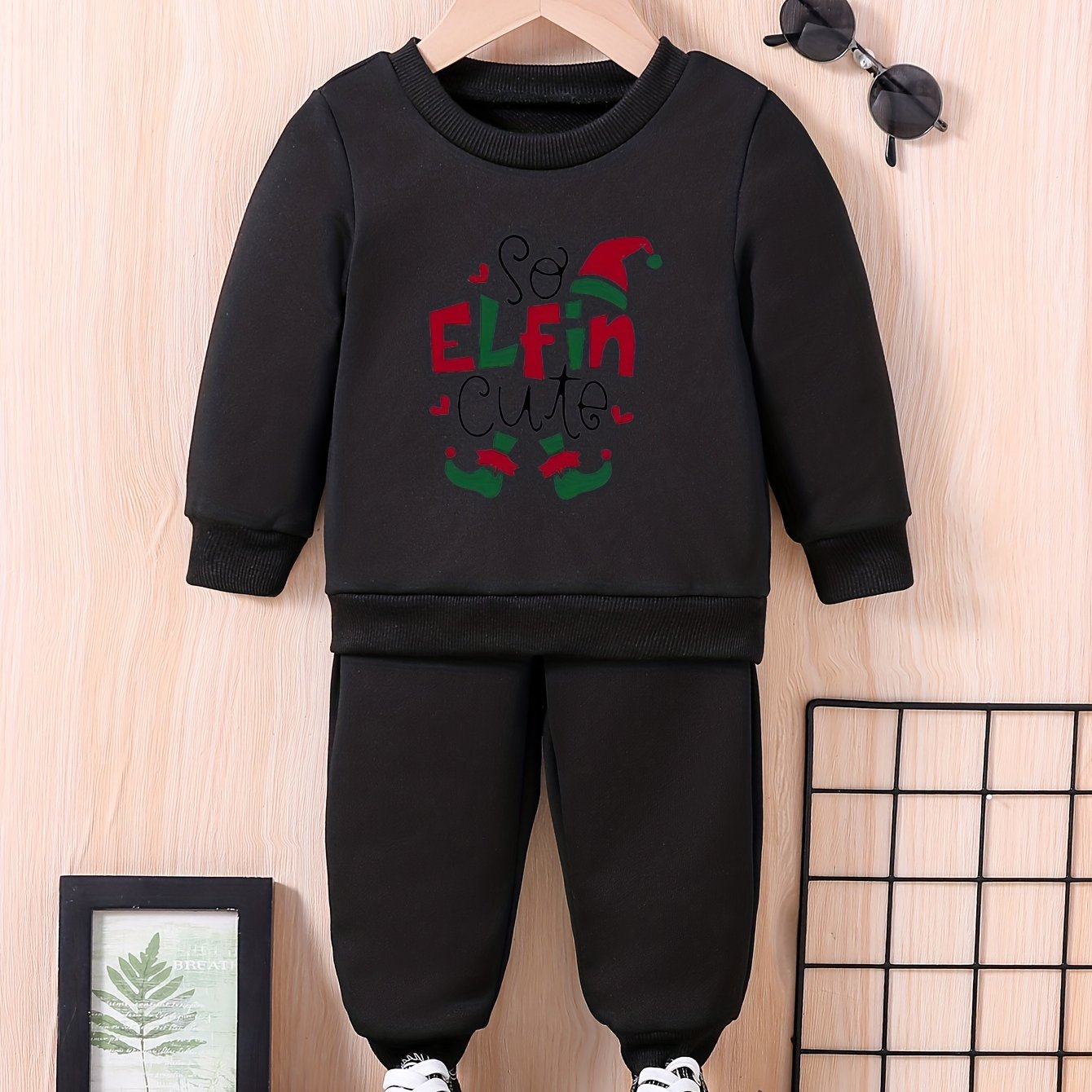Baby Cartoon Elfin Letter Print Outfit Set