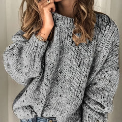Casual Sweater Women's Plus Heathered Long Sleeve Round Neck Jumper