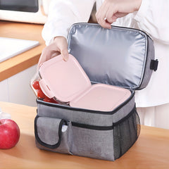 Outdoor Insulated Lunch Bag Double Layer Food Bag Camping Picnic