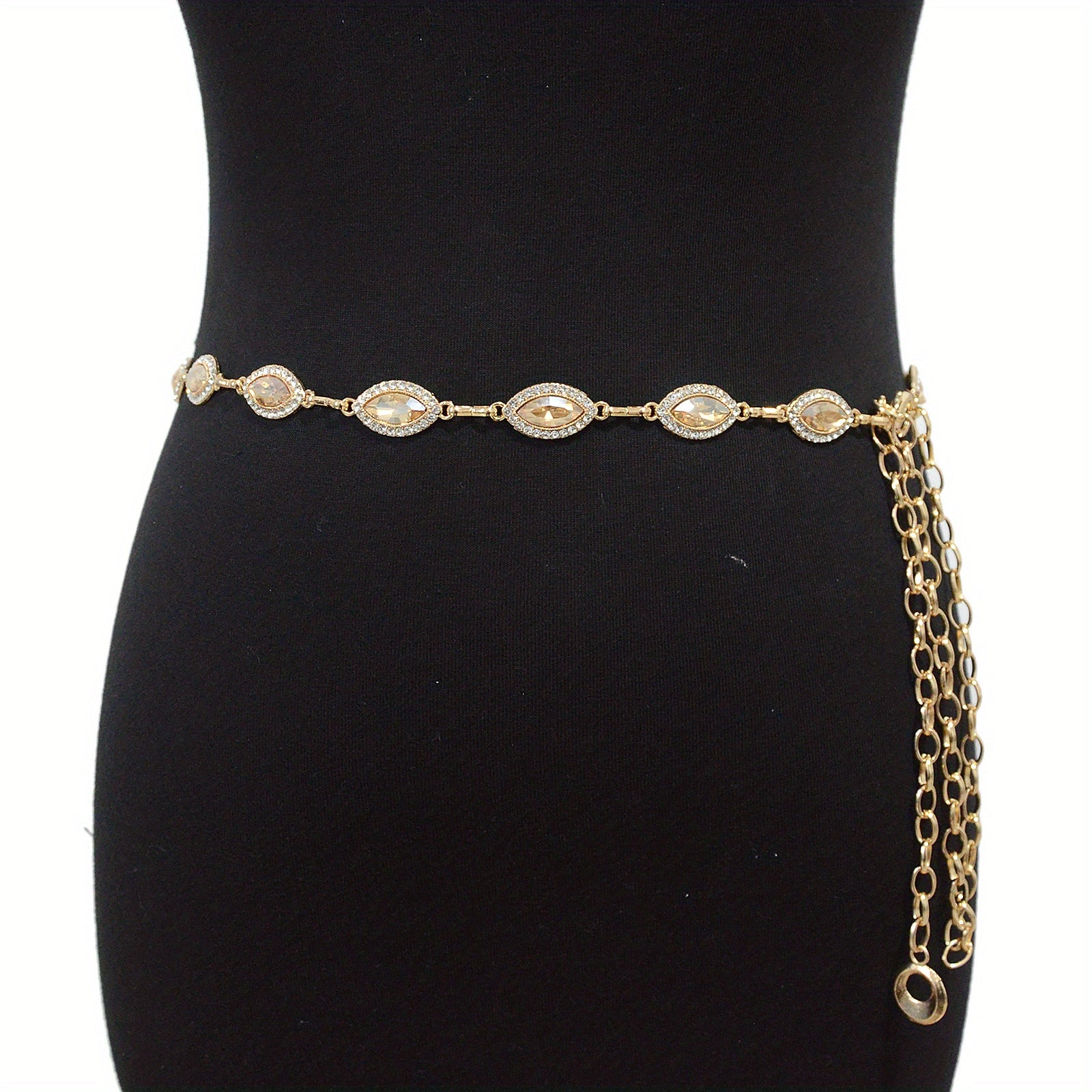 Golden Waist Chain Crystal Rhinestone Boho Body Chain Belt for Women