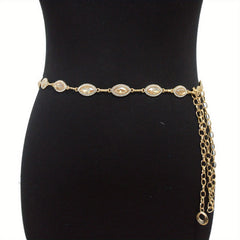 Golden Waist Chain Crystal Rhinestone Boho Body Chain Belt for Women