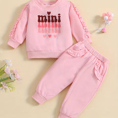 Baby Girls Sweatshirt Trousers Set MINI Letter Print Outfit