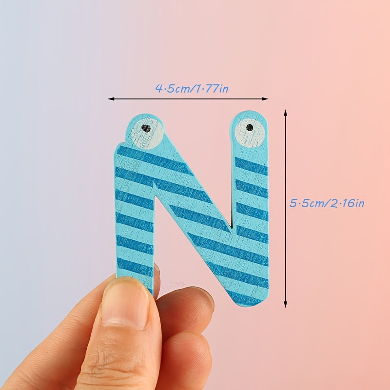 Colorful Cartoon Alphabet Magnetic Letters Wooden Fiber Board