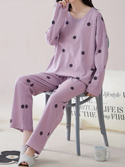 Polka Dot Pajama Set Long Sleeve Top & Pants