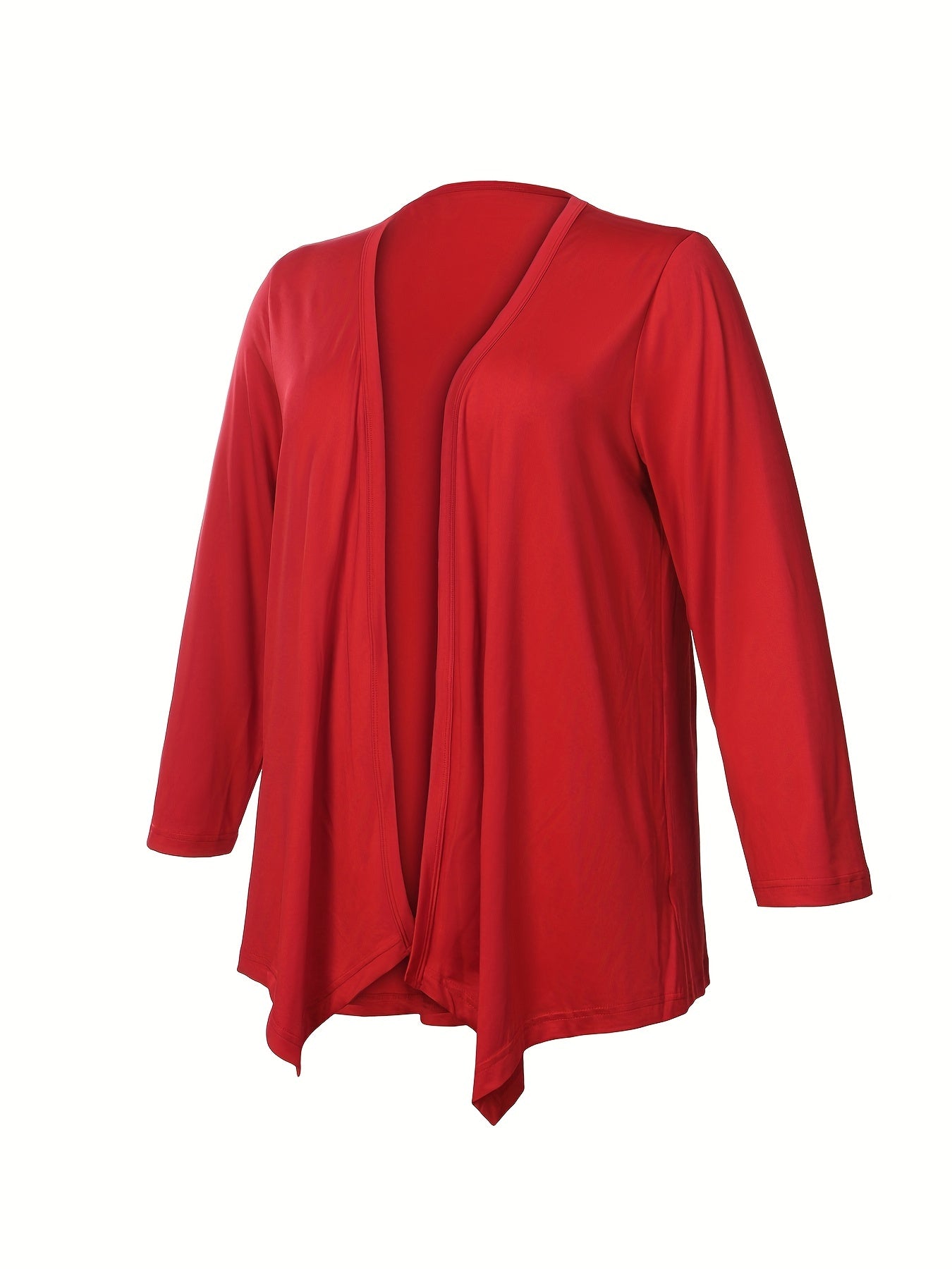 Solid Long Sleeve Open Front Cardigan