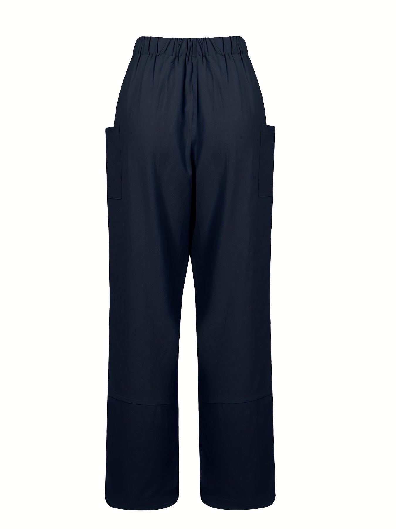 High Waist Patched Pockets Pants Casual Loose Spring Summer Womens