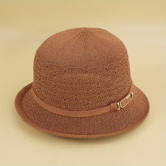 French Crochet Bucket Hat Solid Women Fedora Cap Sun Hat