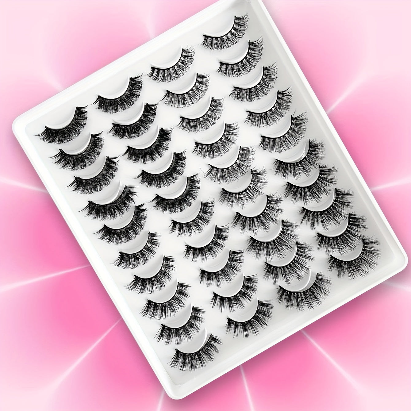 20 Pairs 3D Mixed Long/Short False Eyelashes Makeup Thick Fluffy Natural Look