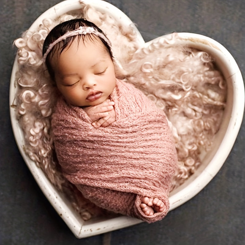 2Pcs Baby Photography Set: Soft Knit Wrap Towel & Headwear
