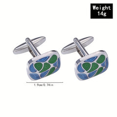 Green Shell Pattern Cufflinks for Wedding Suit