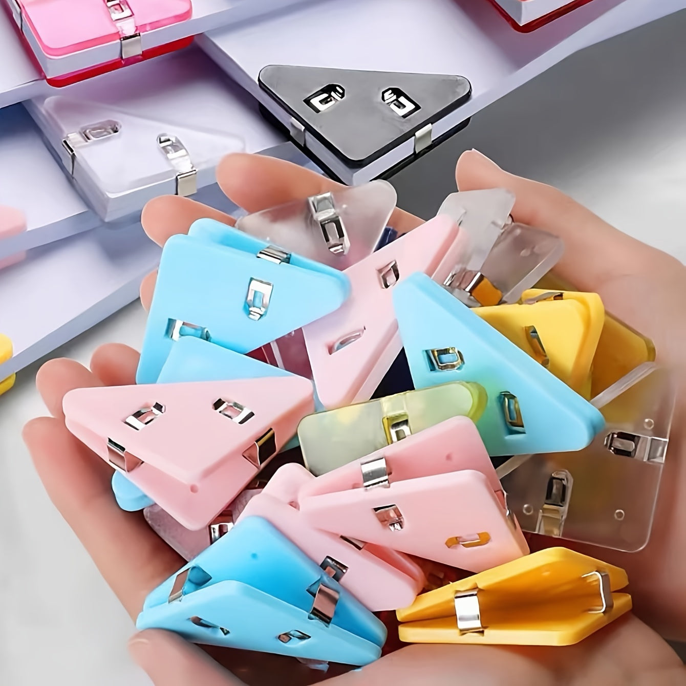 10pcs Triangular Clips Book Clips Anti Curling Office Stationery Acrylic Pp Clip