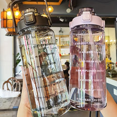 2000ml Portable Water Bottle Strap Transparent Scale Fitness Outdoor
