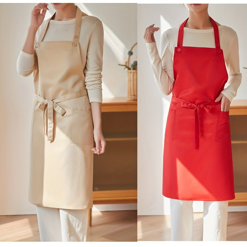 Adjustable Halter Apron with Pockets for Chef Gardening Cooking Baking