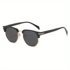 Men's Vintage Round Polarized Sunglasses Half Frame UV400 Protection