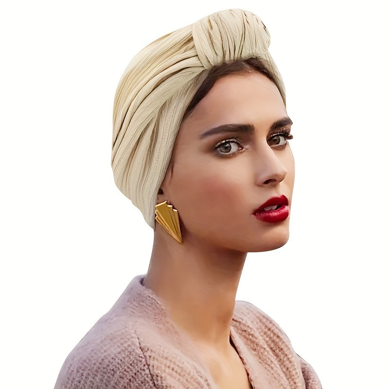Solid Boho Bonnet Head Wrap Head Scarf Elastic Beanie Chemo Hats