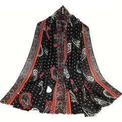 Classic Paisley Print Scarf Vintage Shawl Women's Outdoor Windproof Head Wrap
