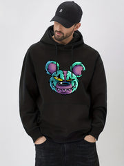 Comic Bear Print Hoodie for Men
