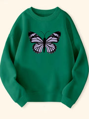 Girls Butterfly Print Crew Neck Sweatshirt Youth Teen Kids Spring Fall Clothing