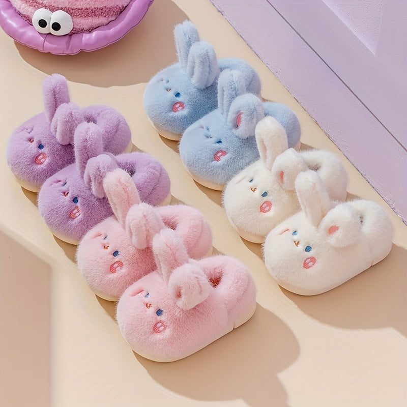 Rabbit Furry House Shoes For Girls Non Slip Soft Bottom Walking Shoes