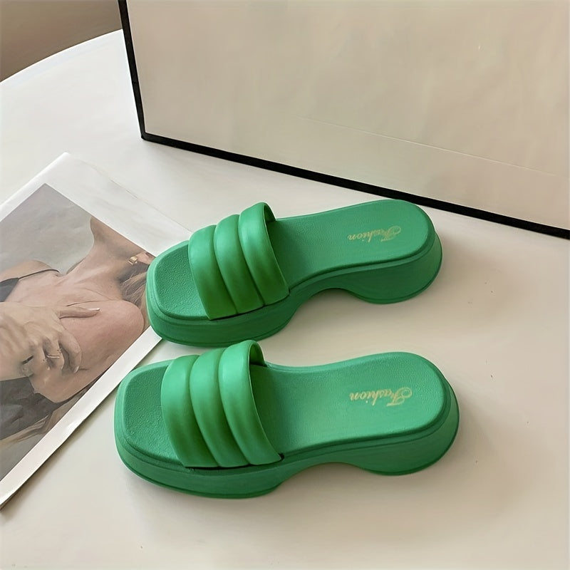 Women's Open Toe Thick Sole Slides Beach Slippers
