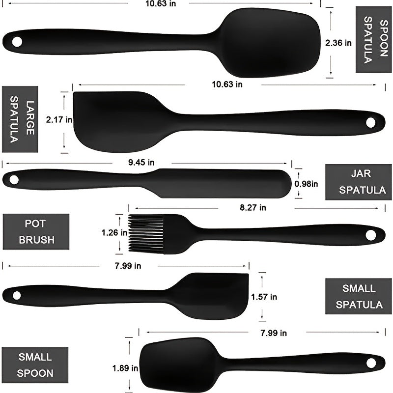 6-Piece Silicone Cooking Utensil Set - Kitchen Baking Mixing Gri