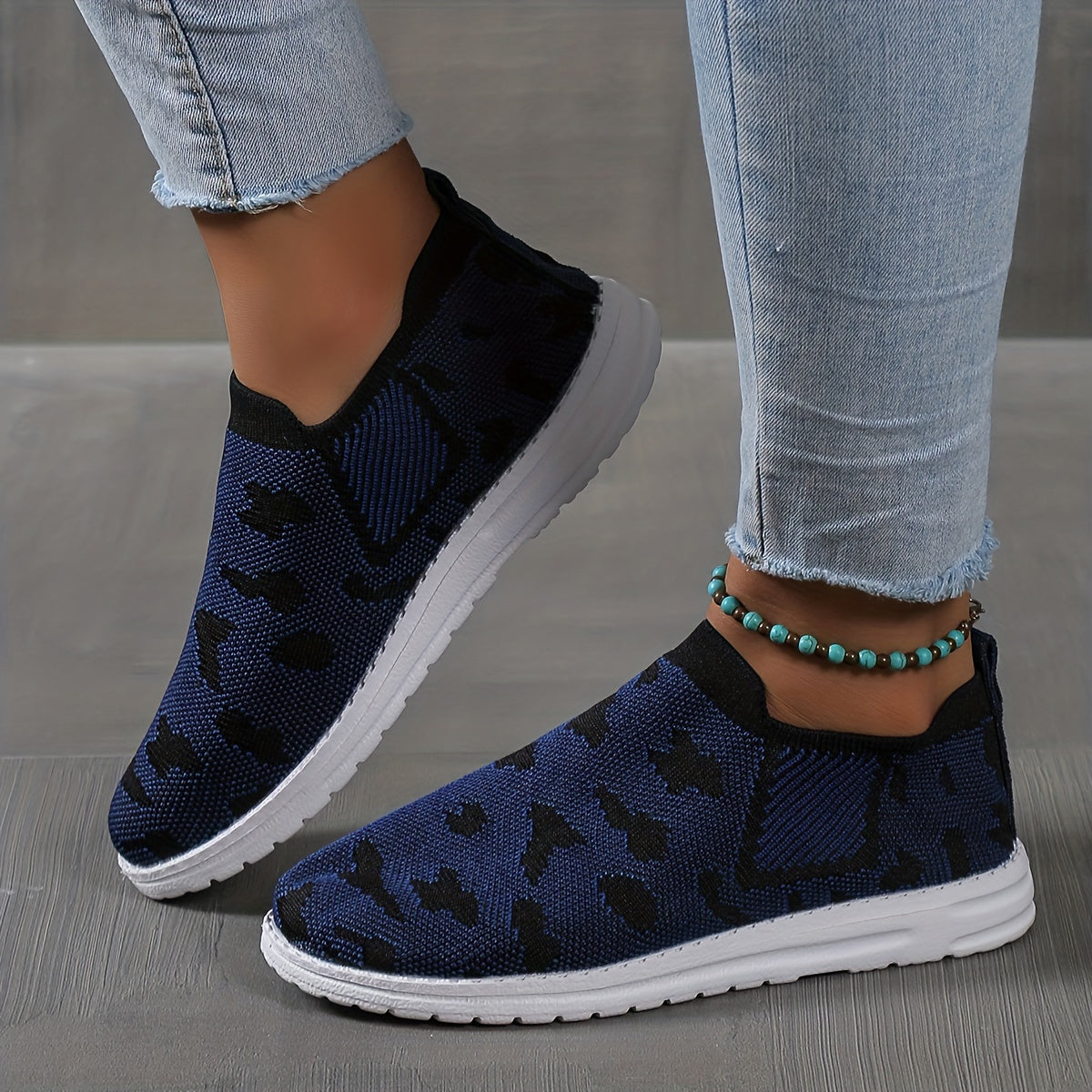 Women's Colorblock Flying Woven Sneakers Lightweight Non slip Outdoor Shoes