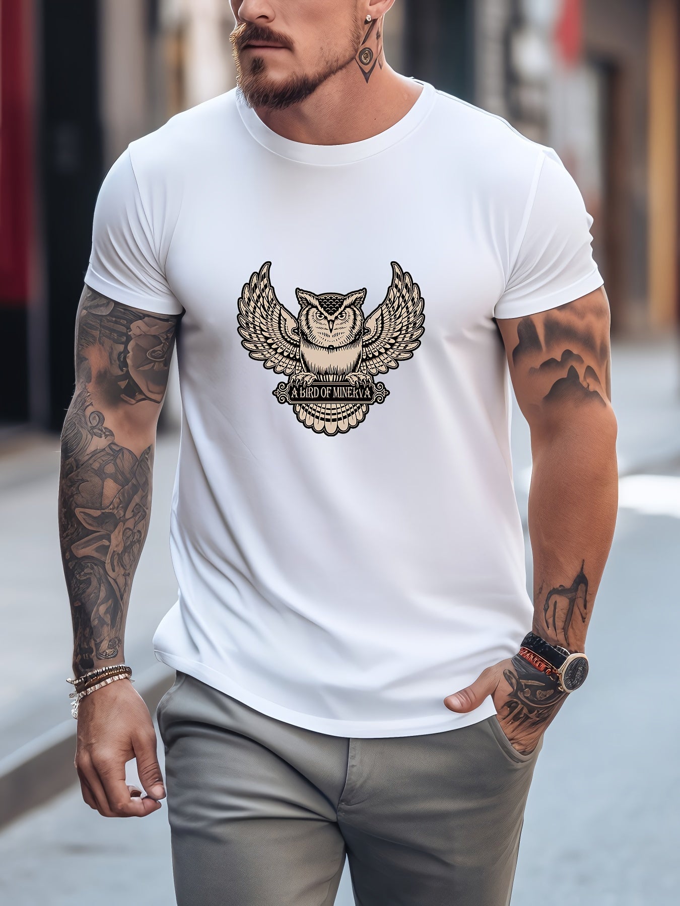 Retro Owl & Mountain Graphic Men's Tee