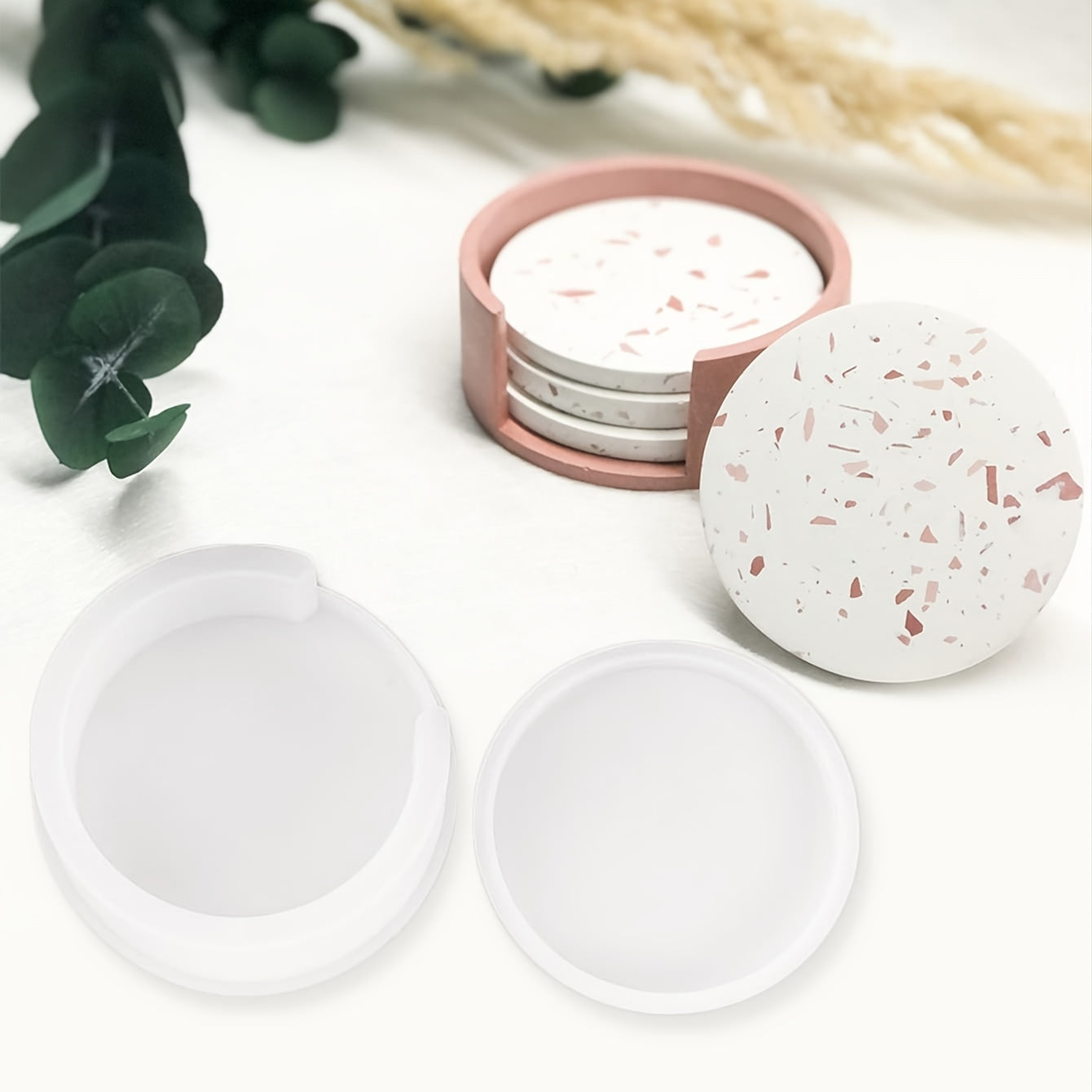 DIY Round Coaster Storage Box Silicone Mold Set