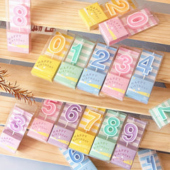 1pc Macaron 0-9 Digital Birthday Party Candles Smokeless Tasteless Decoration