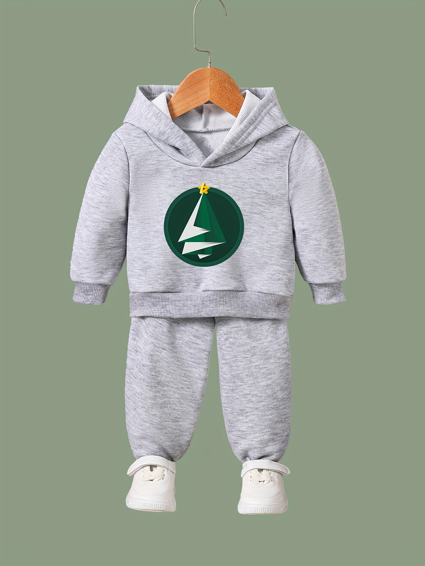 OERYUI Casual Christmas Tree Print Outfits 2pcs Girls Hoodies Jogger Pants Set
