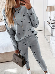 Women's Plus Star Print Top & Pants Two Piece Set