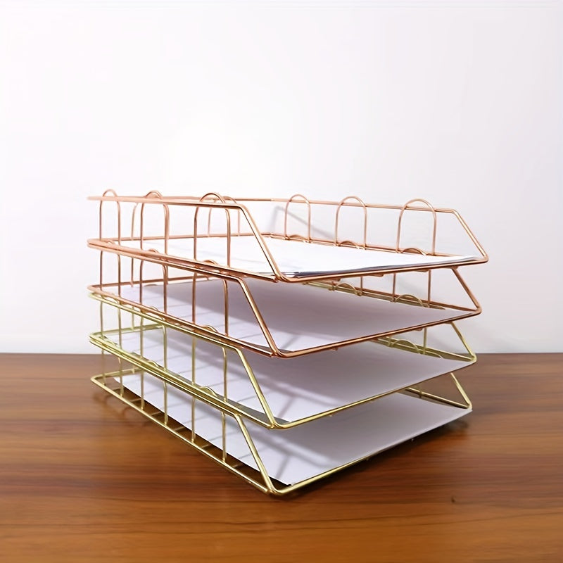 Metal Letter Tray Stackable Magazine File Rack Paper Manager